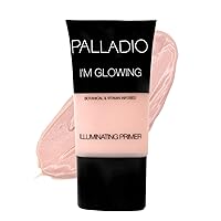 Palladio I'm Glowing Illuminating Primer, Pearly Pink Makeup Primer for Face, Contains Aloe Vera, Grape Seed Oil, Green Tea, Brightens Complexion, Combats Wrinkles, Fine Lines & Pores