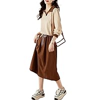 Dresses for Women Spring Autumn Loose Top Skirt Dress Korean Womens Clothing in Matching