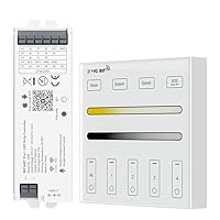 BTF-LIGHTING WR02RF Wireless 2.4G RF 4 Zone Single Color CCT Wall Mounted Smart Panel Remote, WB5 2.4GHz WiFi PWM LED Controller Compatible with Alexa Google Home Smart Life Tuya APP Control