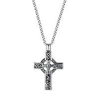 Stainless Steel Cross Necklace,3 Dimensional Relief hollow out Patterns Pendant for Men, Silver white chain of hip hop style,Birthday jewelry Gifts for boy.