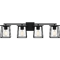 Quoizel LDG8633MBK Lodge Transitional Clear Seedy Glass Extra Large Bath Vanity Wall Light, 4-Light 400 Total Watts, 9