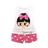 4 Month Baby Girl Clothes Boys Striped Tops Baby T-Shirt Set Girls Pants 2Pcs Letter Infant Neutral Baby (Hot Pink, M)