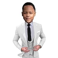 LIBODU Boy Jacket Suits Wedding Tuxedo Slim Fit(Jacket+Pants+Vest) Party Performance
