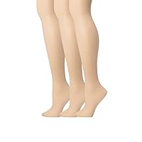 Hanes Women`s Set of 3 Silk Reflections Plus Sheer Control Top Enhanced Toe 2P, Nude