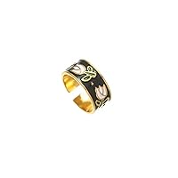 Ins Style Stainless Steel Tulip Ring for Women Girl Vintage Enamel Drop Glaze Flower Rings Jewelry Gift