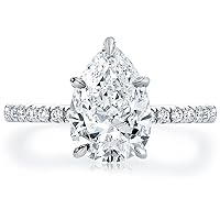 Bo.Dream 2ct/3ct Pear Shaped Cubic Zirconia CZ Engagement Rings Platinum Plated Sterling Silver