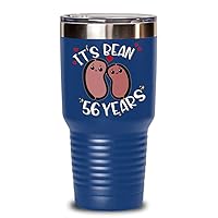 56th Anniversary Tumbler for Husband Wife Funny Vegan Vegetarian Food Pun Its Bean 56 Years Cute Keepsake for Couples Friends Parents 20 or 30oz Hot C
