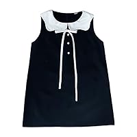 Girls Sleeveless Jumpsuit Little Black Doll Collar Vest Princess Dress Girls Dress Short Sleeve