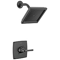 Geist 14 Series Black Shower Faucet, Shower Trim Kit with Single-Spray Matte Black Shower Head, Shower Faucet Set Complete, Matte Black 142864-BL (Valve Included)