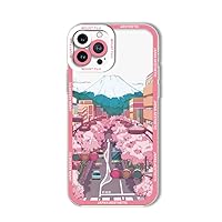 for iPhone 14 Pro Max Cute Clear Case, Japanese Cool Cartoon Anime Aesthetic Scenery Design Stylish Soft Shockproof Angel Eyes Protective Transparent Case Cover Shell for iPhone 14 Pro Max (Fuji)