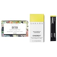 Sakara Detox Tea, 20 Bags & Energy Effervescents, 15 Packets - Herbal Tea for Digestive Health & Refined Sugar Free Electrolytes Powder Packets