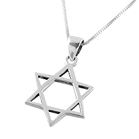 925 Sterling Silver Classic Star of David Pendant Necklace for Men & Women with Chain