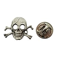 Pirate Skull Mini Pin ~ Antiqued Pewter ~ Miniature Lapel Pin - Antiqued Pewter