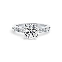 MRENITE 10K/14K/18K Gold 5 Carat Moissanite Engagement Ring for Women Classic 4-prong Round Cut Promise Wedding Ring