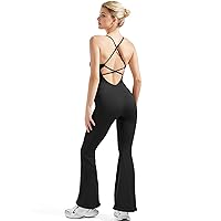 SUUKSESS Women Sexy Backless Ribbed Flare Jumpsuit Sleeveless One Piece Bodycon