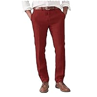 Men's Flat Front Linen Blend Dress Pant Casual Lightweight Summer Pants for Men