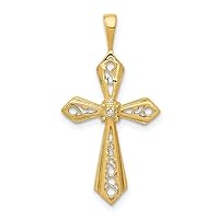 14k Gold Diamond Religious Faith Cross Pendant Necklace Measures 28x14mm Wide Jewelry for Women