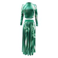 Women's Summer Dresses Casual Women Tie Dye Print Umbilical Cord Tight Package Hip Fashion Suit(Green,X-Large)