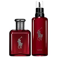 Polo Red - Parfum - Men's Cologne - Refillable Cologne Set - With Absinthe, Cedarwood, and Musk - Intense Fragrance - 2.5 Fl Oz Bottle & 5.1 Fl Oz Refill