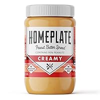 HomePlate Peanut Butter | Creamy | 1 Jar | Made in USA | Perfect for PB&J sandwiches | 7g of Protein | Natural Energy | Non-GMO | No Hydro Oils | No Stir | No Refrigeration needed | Naturally Gluten Free | 1 lb Total
