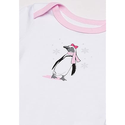 Hudson Baby Unisex Baby Cotton Long-sleeve Bodysuits, Pink Penguin, 12-18 Months US