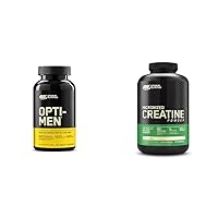 Optimum Nutrition Opti-Men Daily Multivitamin for Men & Micronized Creatine Monohydrate Powder, Unflavored, Keto Friendly, 120 Servings (Packaging May Vary)