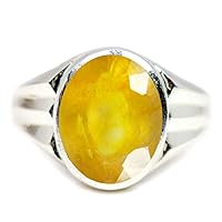 Choose Your Color Natural Gemstone Ring for Men Sterling Silver 5 Carat Handcrafted Jewellery Size H to Z