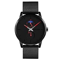 Fashion Watch for Men Simple Moon Phase Stainless Steel Analog Quartz Wristwatch