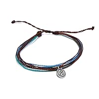 Silver Metal Yin Yang Charm Dangle Multicolored Multi Strand String Waterproof Adjustable Pull Tie Bracelet - Unisex Handmade Jewelry Boho Accessories