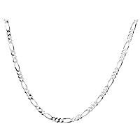 SA Chains 1mm thick solid sterling silver 925 Italian diamond cut FIGARO curb link chain necklace chocker bracelet anklet with spring ring clasp