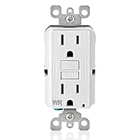 Leviton GFCI Weather-Resistant Outlet, 15 Amp, Self Test, Tamper-Resistant with LED Indicator Light, Outdoor Locations, GFWR1-W, White