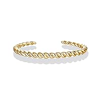 PAVOI Gold Plated Twisted Chunky Bangle Bracelet | 14K Gold Plated | Lightweight Everyday Jewelry