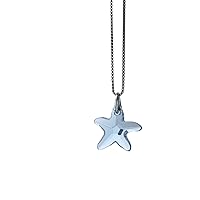 Kristallwerk, Women's Necklace 925 Silver with 16 mm Swarovski Elements Starfish Pendant Colour Crystal Aquamarine, Sterling Silver, Aquamarine