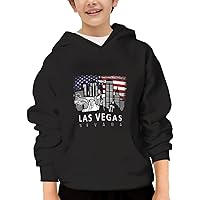Unisex Youth Hooded Sweatshirt Las Vegas Skyline Cute Kids Hoodies Pullover for Teens