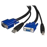 StarTech.com 10 ft 2-in-1 Universal USB KVM Cable - 10ft VGA KVM Cable - 10ft USB KVM Cable - 10ft KVM Switch Cable (SVUSB2N1_10),Black