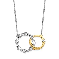 14ct Two tone Gold Lab Grown Diamond Si1 Si2 G H I Circle Interlocking Necklace Measures 15.75mm Wide Jewelry Gifts for Women