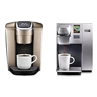 Keurig K-Elite Single Serve K-Cup Pod Coffee Maker, Brushed Gold & K155 Office Pro Single Cup Commercial K-Cup Pod Coffee Maker, Silver