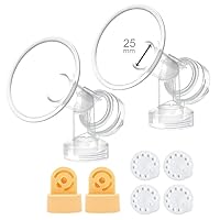 Maymom Brand 25 mm 2xOne-Piece Breastshield w/Valve and Membrane Compatible with Selected Medela Breast Pumps; Medium Shield