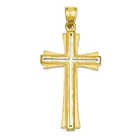 14K Diamond Cut and Satin Cross Pendant Fine Jewelry Gift For Her For Women