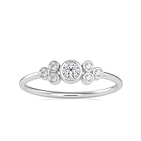 VVS Bezel Setting Diamond Ring in 18k White/Yellow/Rose Gold Studded with 7 pcs Round Cut Natural Diamond Anniversary Ring | Real Diamond Ring for Women | Wedding Ring for Her (0.18 Cttw, IJ-SI)