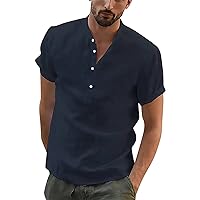 T-Shirts for Men,Short Sleeve Plus Size Summer Shirt Button Solid Casual Top Casual Fashion Blouse T Shirt Tees