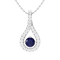 Diamondere Natural and Certified Gemstone and Diamond Drop Petite Necklace in 14k White Gold | Pendant with Chain