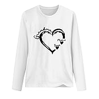 Women Grandma Letter Tops Valentines Day Family Shirts Love Heart Graphic Casual Simple Long Sleeve Tee Blouses