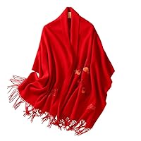 Embroidered Wool Scarf Female Autumn and Winter Warm Cashmere Scarf Shawl Outside Use