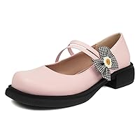 Cute Low Heel Platform Mary Janes for Women Closed Round Toe Strap Pumps with Bow Oxford Shoes Dressy Comfortable Prom Party Girls Uniform School Vacation Holiday