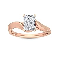 1-5 Carat (ctw) Rose Gold Radiant Cut LAB GROWN Diamond Solitaire Engagement Ring [ Color H-I, Clarity VS1-VS2 ]