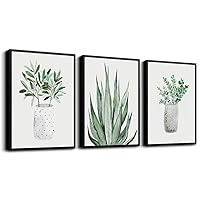 Black Framed Wall Art Painting For Dining Room Family Wall Decor For Bedroom Kitchen Wall Decoration Living Room Decor Art Green Leaf Pictures Artwork For Home Walls 3 Piece Framed Art Prints