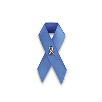 Satin Stomach Cancer Awareness Periwinkle Ribbon Pin