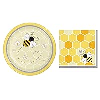 Bumblebee Baby Dessert Plates (16) and Beverage Napkin (16) Bundle
