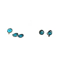 Blue Topaz Strarcut Coin Shape 12mm Gemstone Single Loop Bezel Connecter Charms